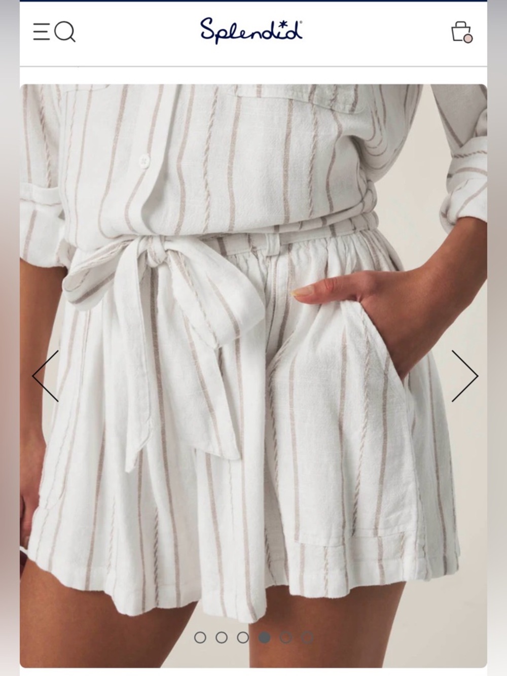 Splendid Gabrielle Stripe Tie-Waist Shorts (matching shirt listed separately)